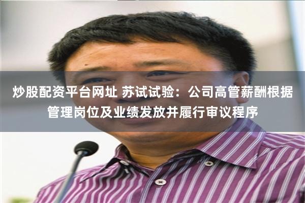 炒股配资平台网址 苏试试验：公司高管薪酬根据管理岗位及业绩发放并履行审议程序