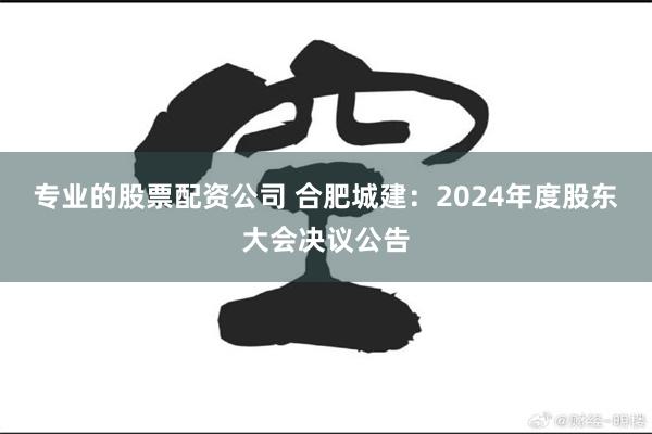 专业的股票配资公司 合肥城建：2024年度股东大会决议公告